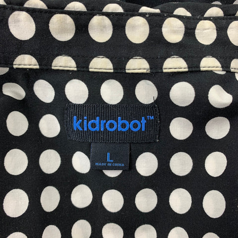 KIDROBOT Size L Black & White Polka Dot Cotton Button Down Long Sleeve Shirt