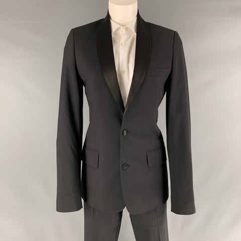 PAUL &amp; JOE Talla 34 Traje negro con cuello chal de lana de poliéster liso