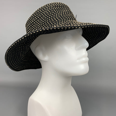 SAN DIEGO HAT Co. Chapeau à large bord en coton/polyester à points contrastés noir et blanc