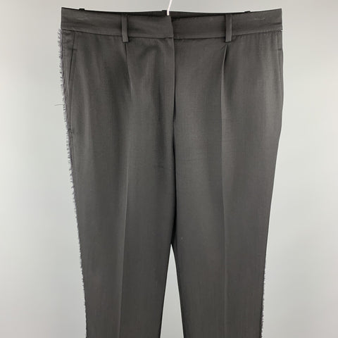 YVES SAINT LAURENT Rive Gauche Size 6 Black Wool Raw Edged Dress Pants