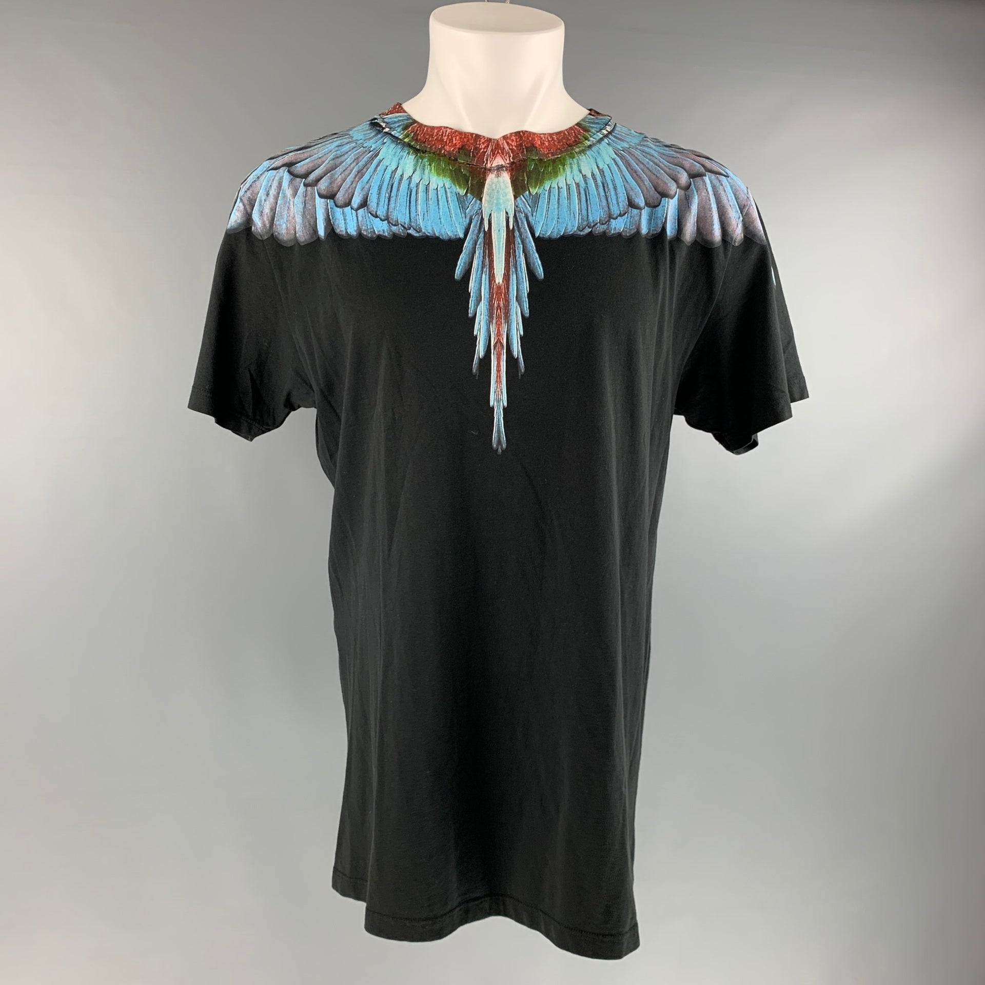 MARCELO BURLON Size M Black Blue Cotton Short Sleeve T-shirt – Sui 