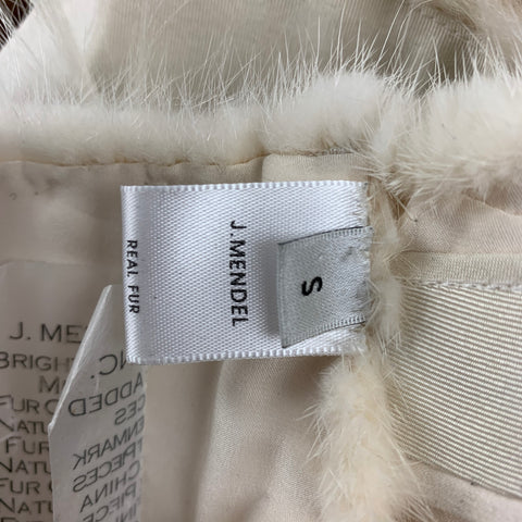 J.MENDEL Taille S Crème Soie Vison Fourrure De Renard Et De Chèvre Gilet Ceinturé