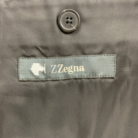 Z ZEGNA Size 40 Regular Black Cotton Velvet Peak Lapel Tuxedo Suit