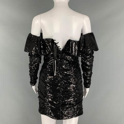ATTICO Size 0 Black Polyester Sequined Mini Dress