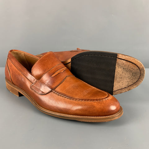 CASANOVA Size 10.5 Tan Leather Penny Loafers