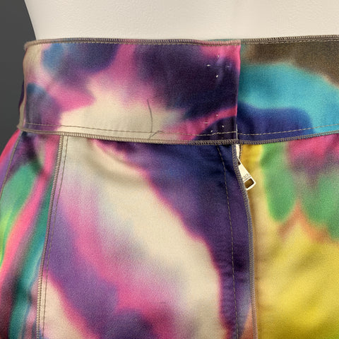 DOLCE & GABBANA Size 2 Multi-Color Watercolor Silk Satin Skirt