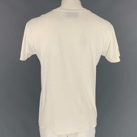 GUCCI Size L White Bunny Logo Cotton Crew-Neck T-shirt