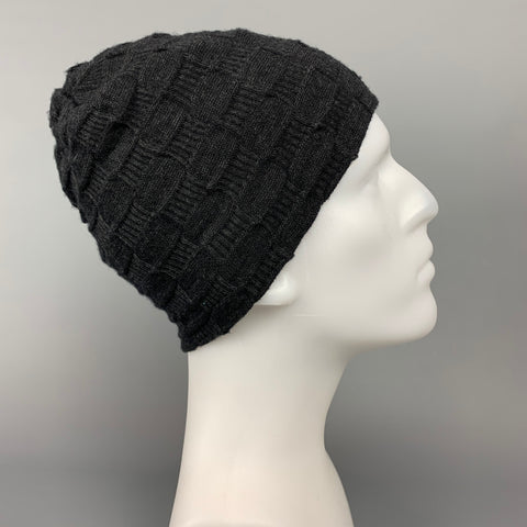ISSEY MIYAKE Size One Size Charcoal Textured Knit Beanie