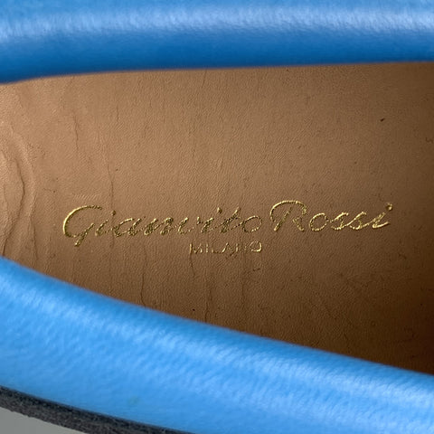 GIANVITO ROSSI Size 8 Blue Two Toned Suede Boat Lace Up Shoes