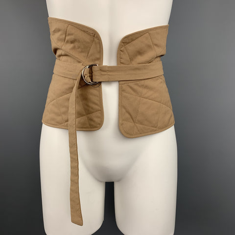 JIL SANDER Taille 6 Ceinture à boucle en coton matelassé beige