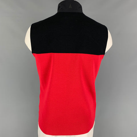 AZTECH Dale of Aspen Size L Red Black Color Block Quilted Polyamide Blend Vest