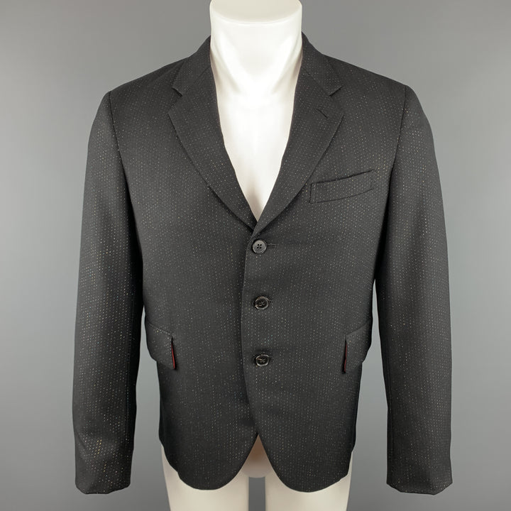 COMME des GARCONS HOMME PLUS Size M Metallic Black Wool Cropped Jacket