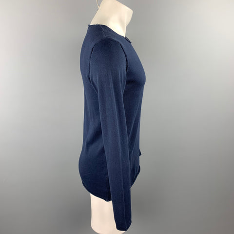 IMPERIAL Size S Navy Cotton Boat Neck Pullover