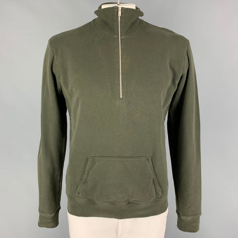 MAISON MARGIELA Size L Olive Cotton Half Zip Jacket
