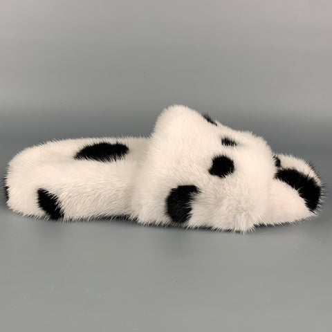 ZIZI DONAHOE Talla 8 Blanco Negro Saga Mink Penélope Slides2