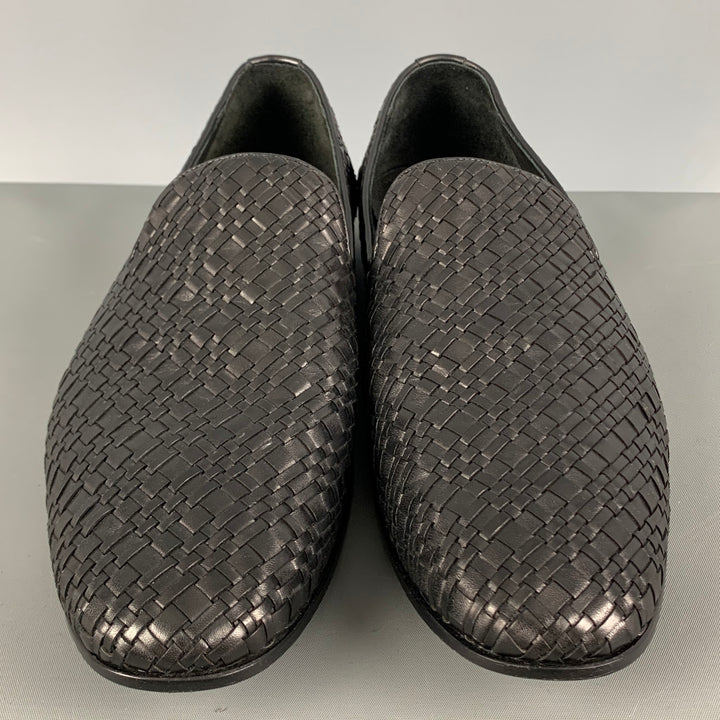 BOTTEGA VENETA Size 9 Black Woven Slip On Loafers