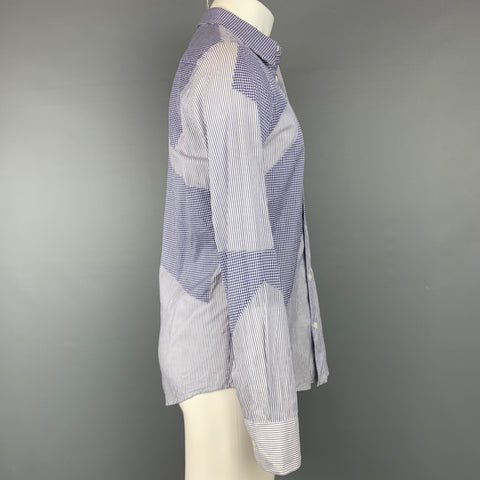 ALEXANDER MCQUEEN Size M Blue & White Cotton Checkered Button Up Long Sleeve Shirt