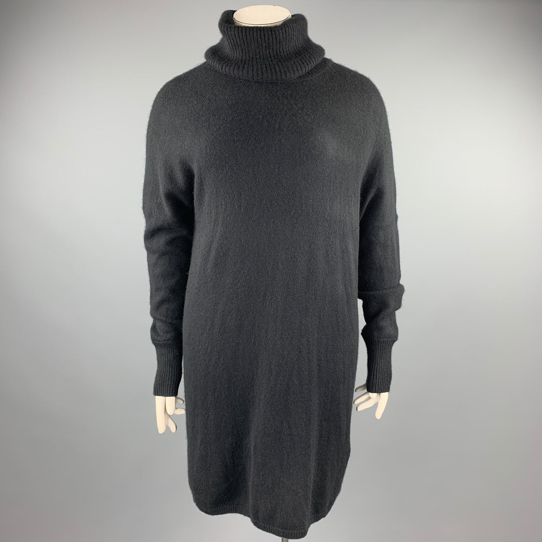TSE Size L Black Knitted Cashmere Turtleneck Sweater Dress