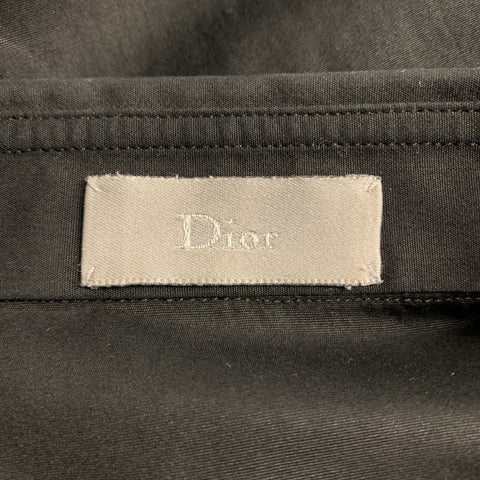 DIOR HOMME Taille XS Chemise à manches longues en coton perlé noir avec boutons cachés