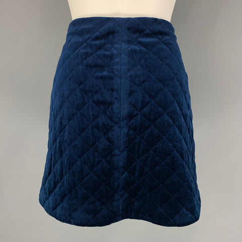 SONIA by SONIA RYKIEL Size 6 Dark Blue Triacetate Blend Quilted A-Line Mini Skirt