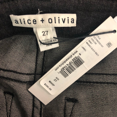 ALICE + OLIVIA Size 4 Grey Multicolour Cotton Blend Embroidered Jeans