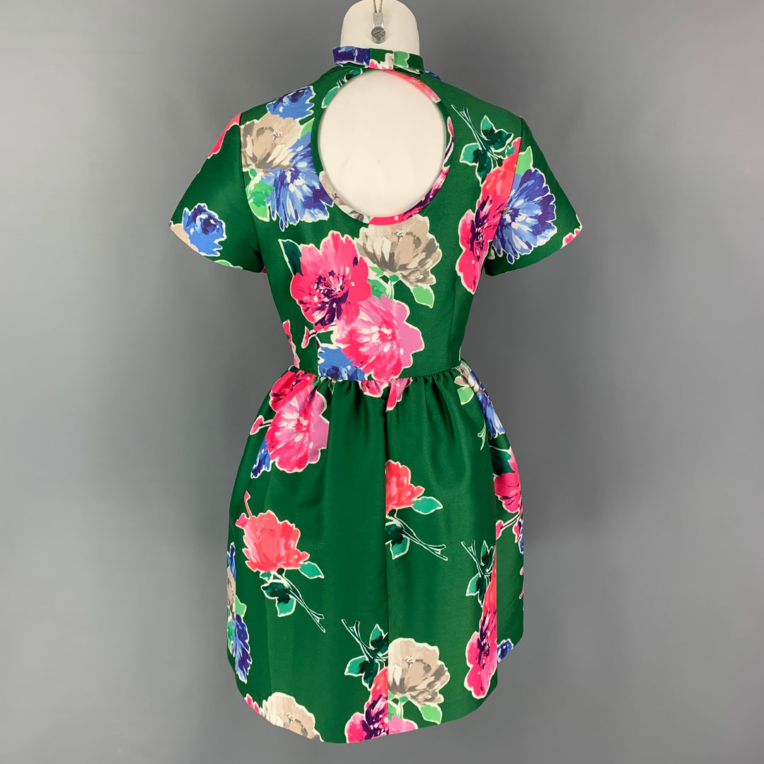 KATE SPADE Size 6 Green Pink Polyester Floral A-Line Dress Sui Generis Designer Consignment KATE SPADE Size 6 Green Pink Polyester Floral A-Line Dress Sui Generis Designer Consignment