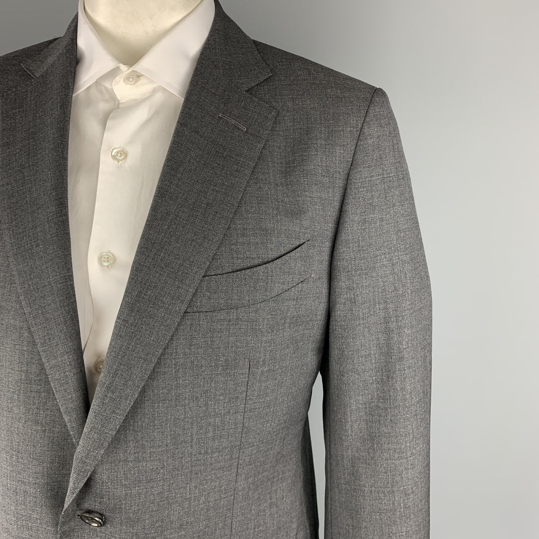 TOM FORD Taille 44 Costume de jambe à revers en laine gris foncé