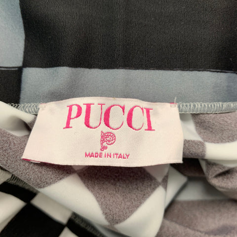 EMILIO PUCCI Size XS Black White Polyamide Eastane Checkered Pencil Skirt