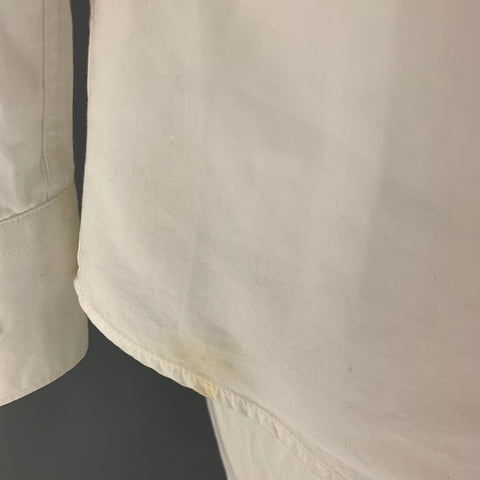 NEIL BARRETT Size L White Black Print Cotton Button Up Long Sleeve Shirt