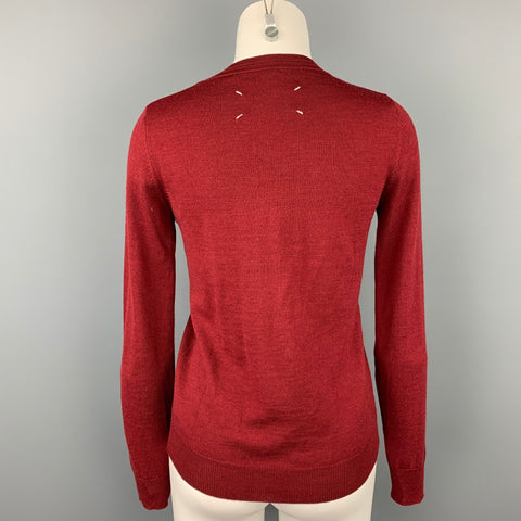 MAISON MARTIN MARGIELA Size S Burgundy Wool Cardigan