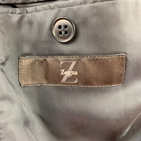 Z ZEGNA Size 44 Black Cotton Velvet Notch Lapel Sport Coat