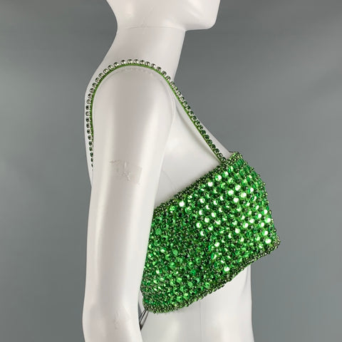 RETROFETE Size XXS Green Viscose Beaded Cropped Dress Top