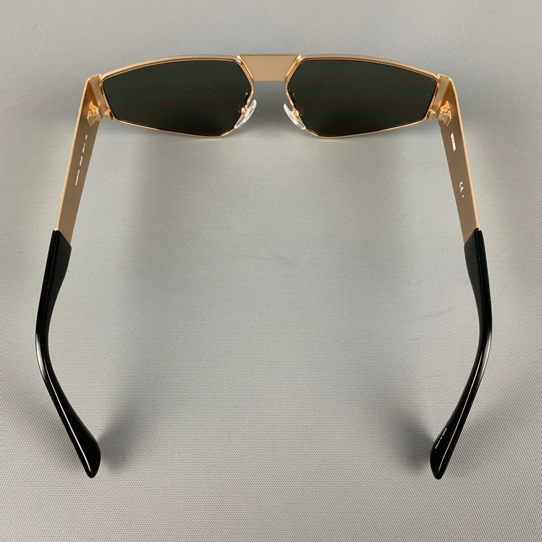 Gafas de sol rectangulares de metal negro dorado MOSCHINO