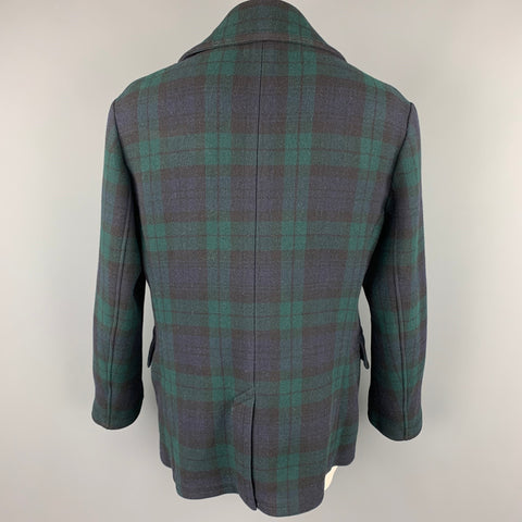 POLO by RALPH LAUREN Size XL Blackwatch Plaid Wool Double Breasted Peacoat
