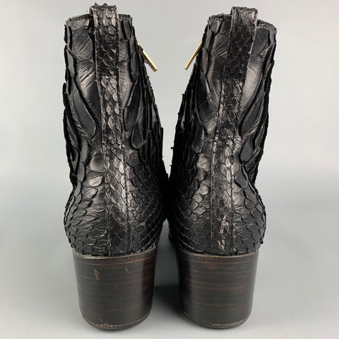 Vintage YVES SAINT LAURENT Size 8 Black Textured Leather Side Zipper Johnny Boots