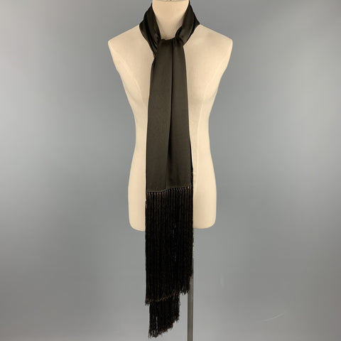 JOHN GALLIANO Solid Brown Fringe Scarf