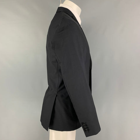 SPENCER HART Size 38 Black Wool Mohair Tuxedo Sport Coat