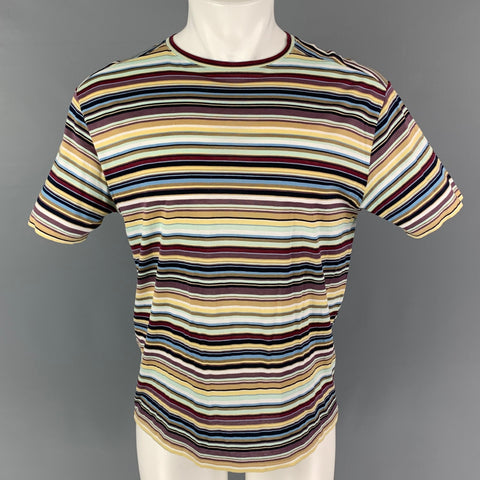 OLIVIER STRELLI Size XL Multi-Color Stripe Cotton Short Sleeve T-shirt