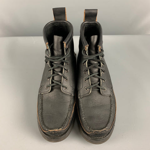 YUKETEN Size 9 Black Leather Lace Up Boots