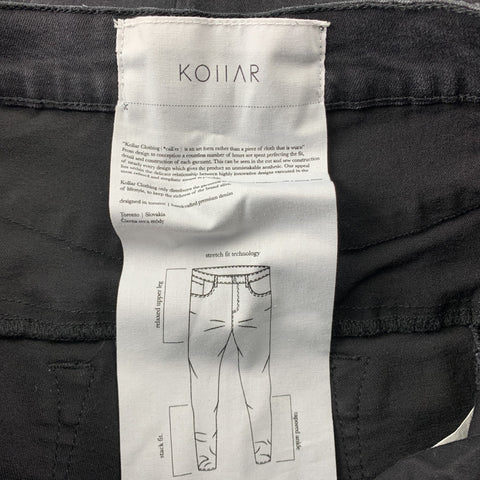 KOLLAR Size 32 Black Washed Cotton Blend Button Fly Jeans