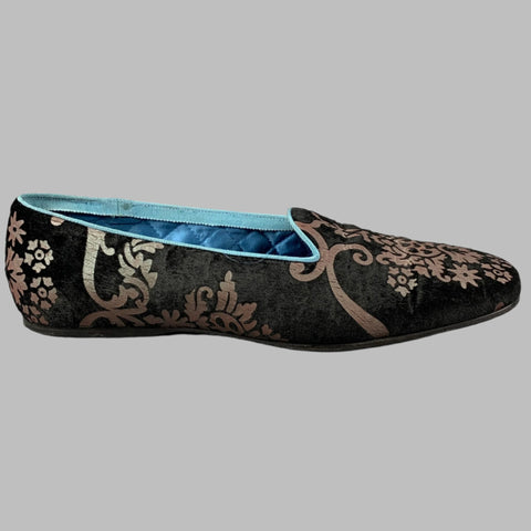 Vintage GUCCI by Tom Ford 2003 Size 9 Black Floral Jacquard Slippers Loafers