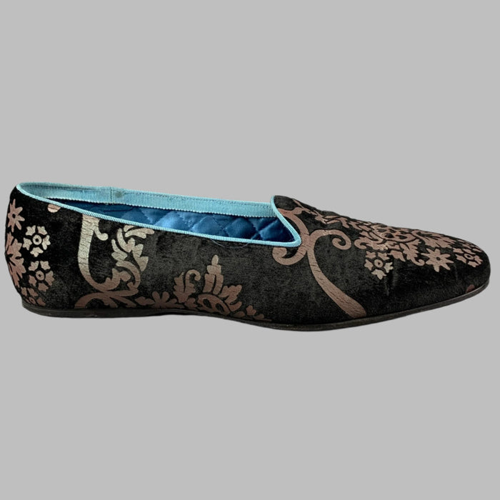 Vintage GUCCI by Tom Ford 2003 Size 9 Black Floral Jacquard Slippers Loafers