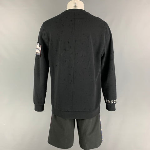 GIVENCHY by Ricardo Tisci Size S/M Black Jesus Patchwork Cotton Oversized Sweatshirt Short Set
