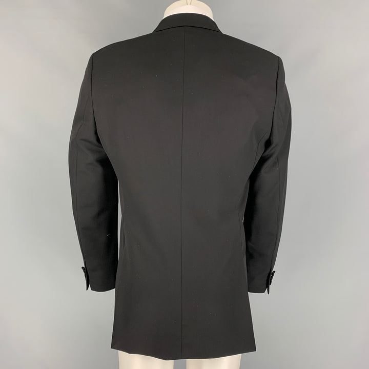 BURBERRY PRORSUM Size 40 Regular Black Virgin Wool Tuxedo Sport Coat