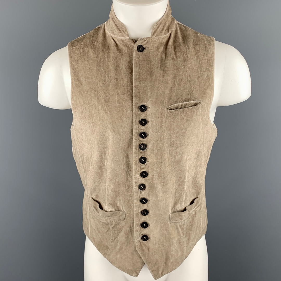 JOHN VARVATOS Size S Bone Distressed Cotton Notch Lapel  Vest