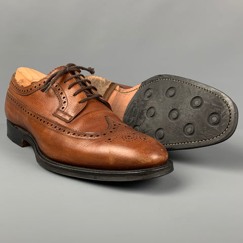 CHURCH'S Size 10.5 Tan Leather Wingtip Lace Up Shoes