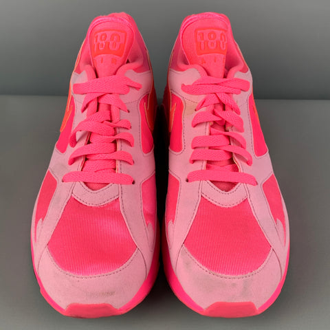 NIKE x COMME des GARCONS Air Max 180 Size 9.5 Pink Neon Mixed Materials Sneakers