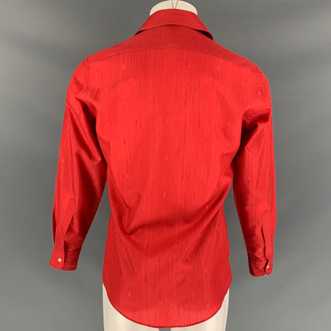 Vintage YVES SAINT LAURENT Size M Red Monogram Button Down Long Sleeve Shirt