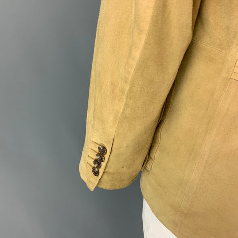 POLO by RALPH LAUREN Size 42 Khaki Suede Notch Lapel Sport Coat