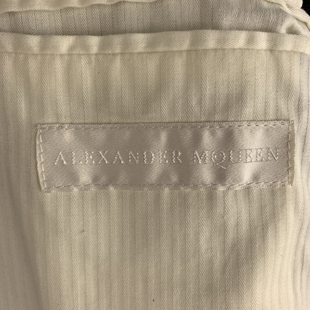 ALEXANDER MCQUEEN Size 42 Black Linen Notch Lapel Hidden Button Sport Coat